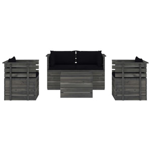 Set Divani da Giardino su Pallet 5 pz con Cuscini Massello Pino 3061822
