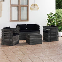 Set Divani da Giardino su Pallet 5 pz con Cuscini Massello Pino 3061822
