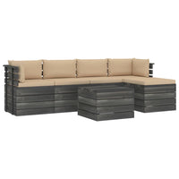 Set Divani da Giardino su Pallet 6 pz con Cuscini Massello Pino cod mxl 34680