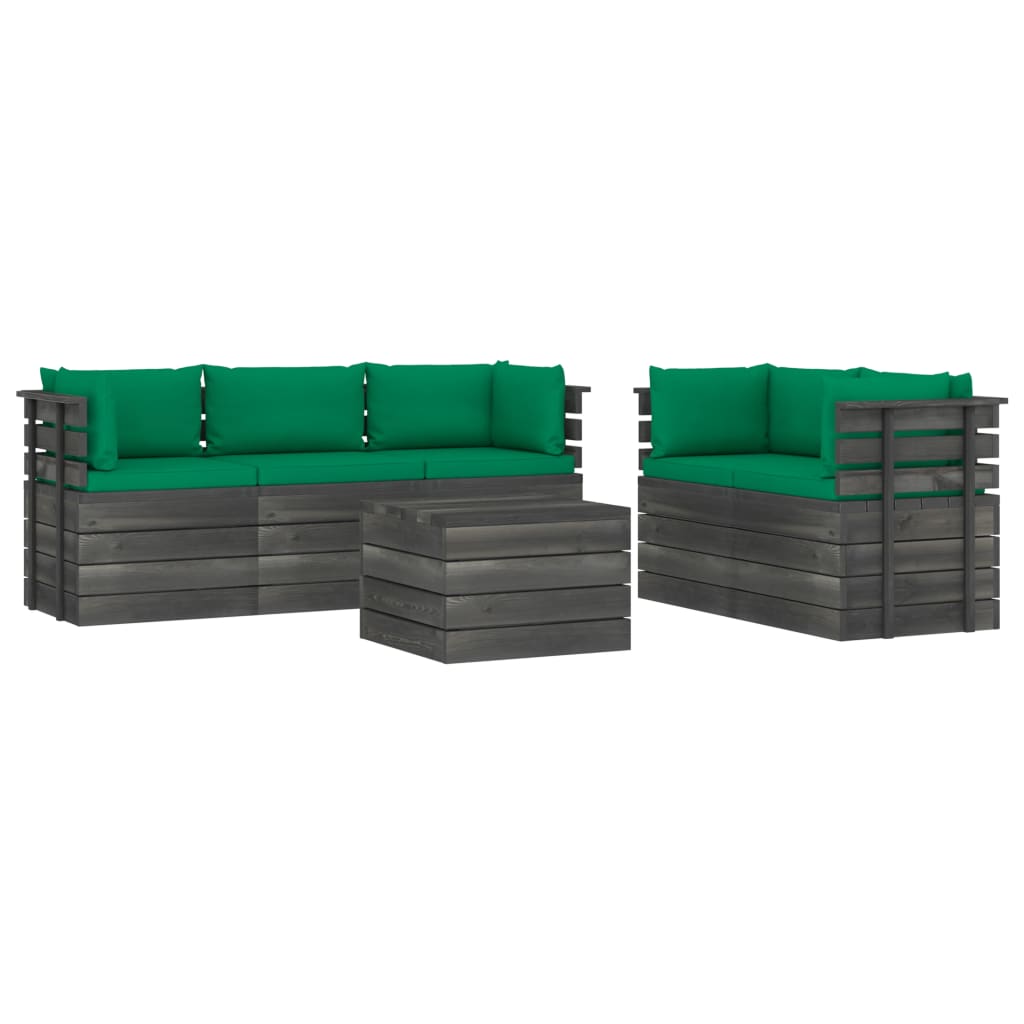 Set Divani da Giardino su Pallet 6 pz con Cuscini Massello Pino cod mxl 42346