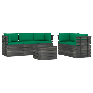 Set Divani da Giardino su Pallet 6 pz con Cuscini Massello Pino cod mxl 42346