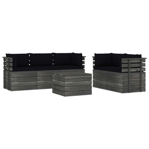 Set Divani da Giardino su Pallet 6 pz con Cuscini Massello Pino cod mxl 41507