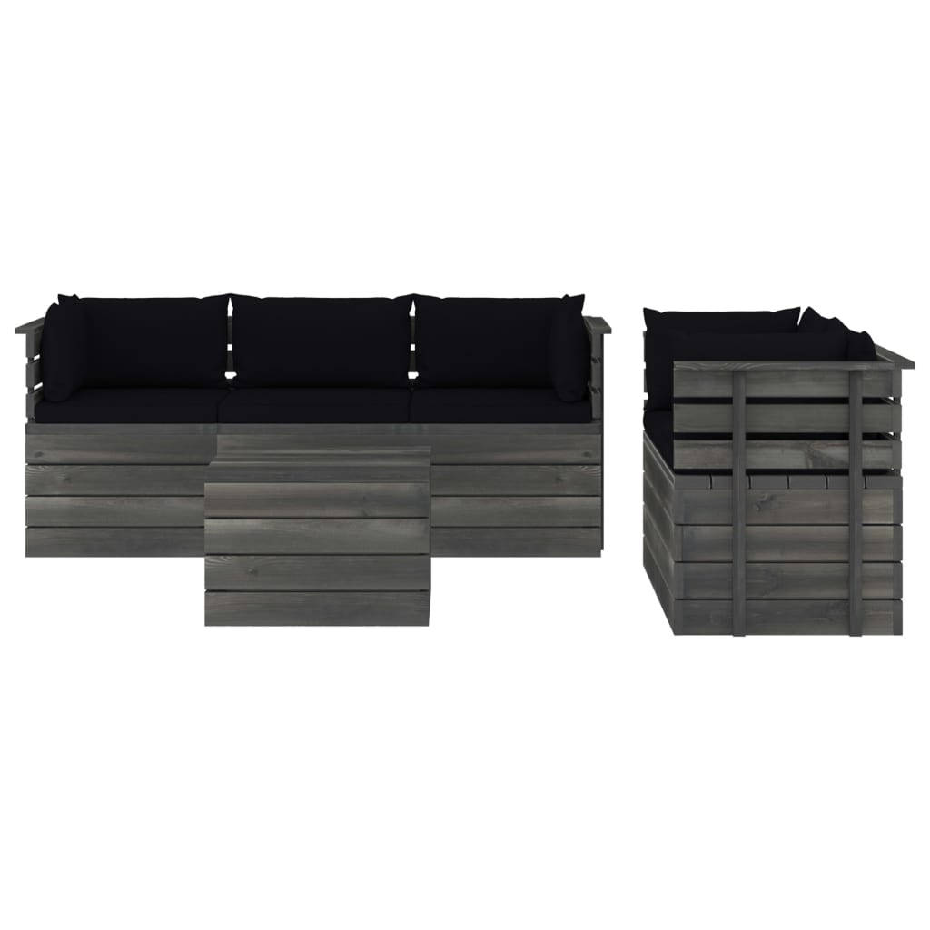 Set Divani da Giardino su Pallet 6 pz con Cuscini Massello Pino cod mxl 41507