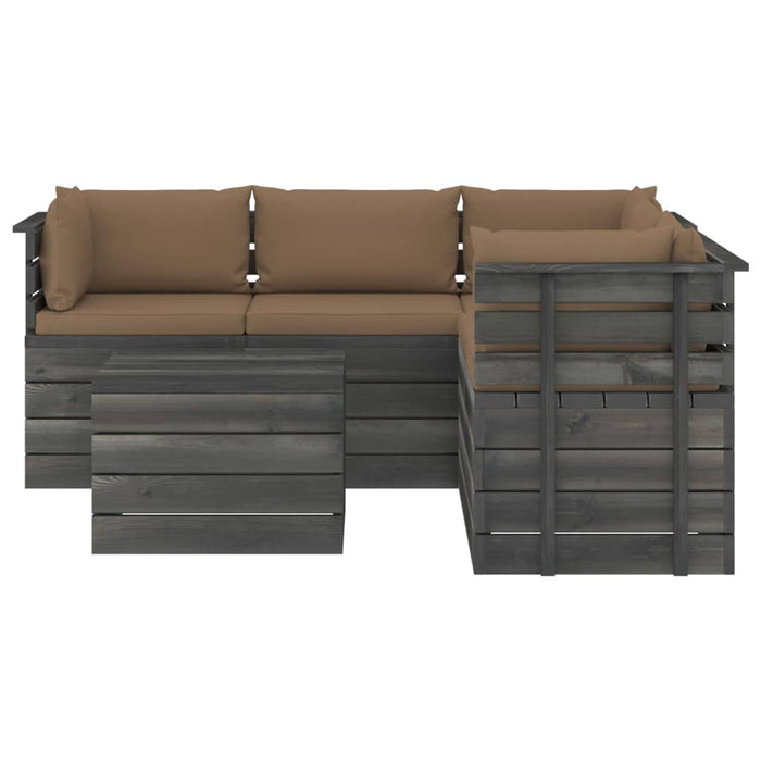 Set Divani da Giardino su Pallet 6 pz con Cuscini Massello Pino 3061907