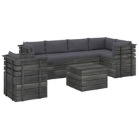 Set Divani da Giardino su Pallet 7 pz con Cuscini Massello Pino 3061959