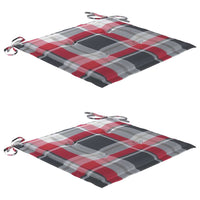 Sedie Batavia 2 pz con Cuscini a Quadri Rossi Massello di Teak 3062140