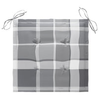 Sedie Batavia 2 pz con Cuscini a Quadri Grigi Massello di Teak 3062141