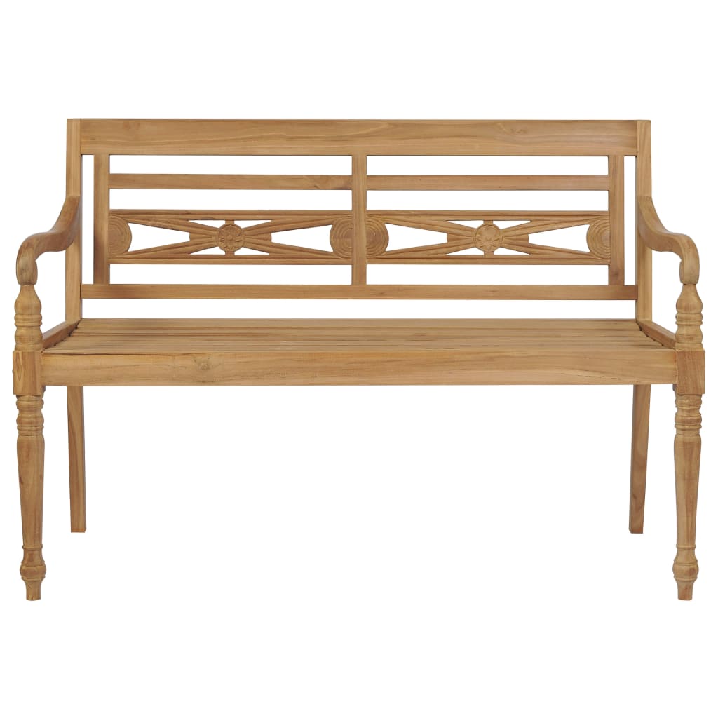 Panca Batavia con Cuscino Blu 120 cm in Massello di Teak