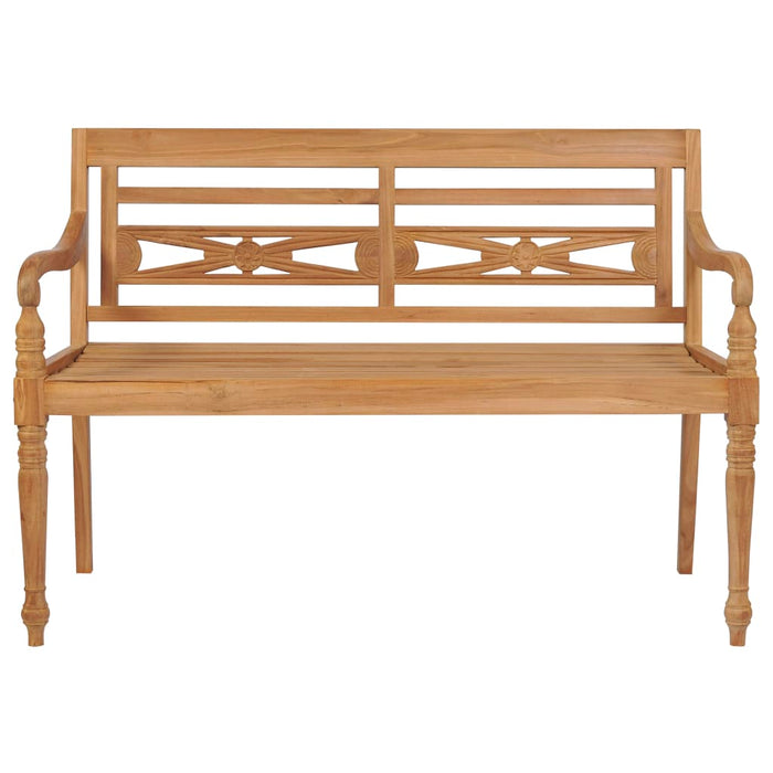 Panca Batavia con Cuscino Blu 120 cm in Massello di Teak