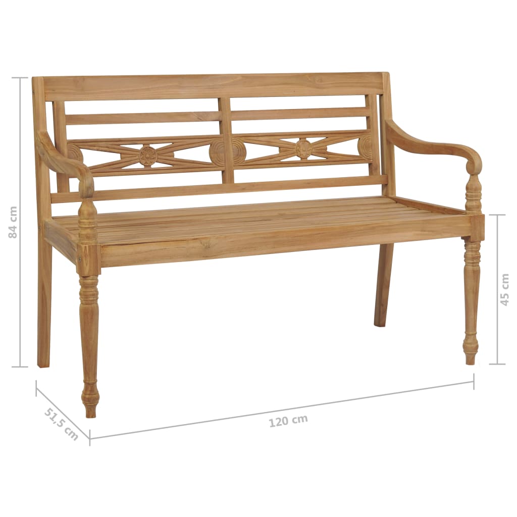Panca da giardino mobili da giardino per esterni terrazza con cuscino blu 120 x 51,5 x 84 cm legno massello di teak 02_0011050