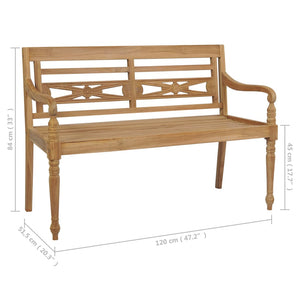 Panca Batavia con Cuscino Antracite 120 cm in Massello di Teak 3062169