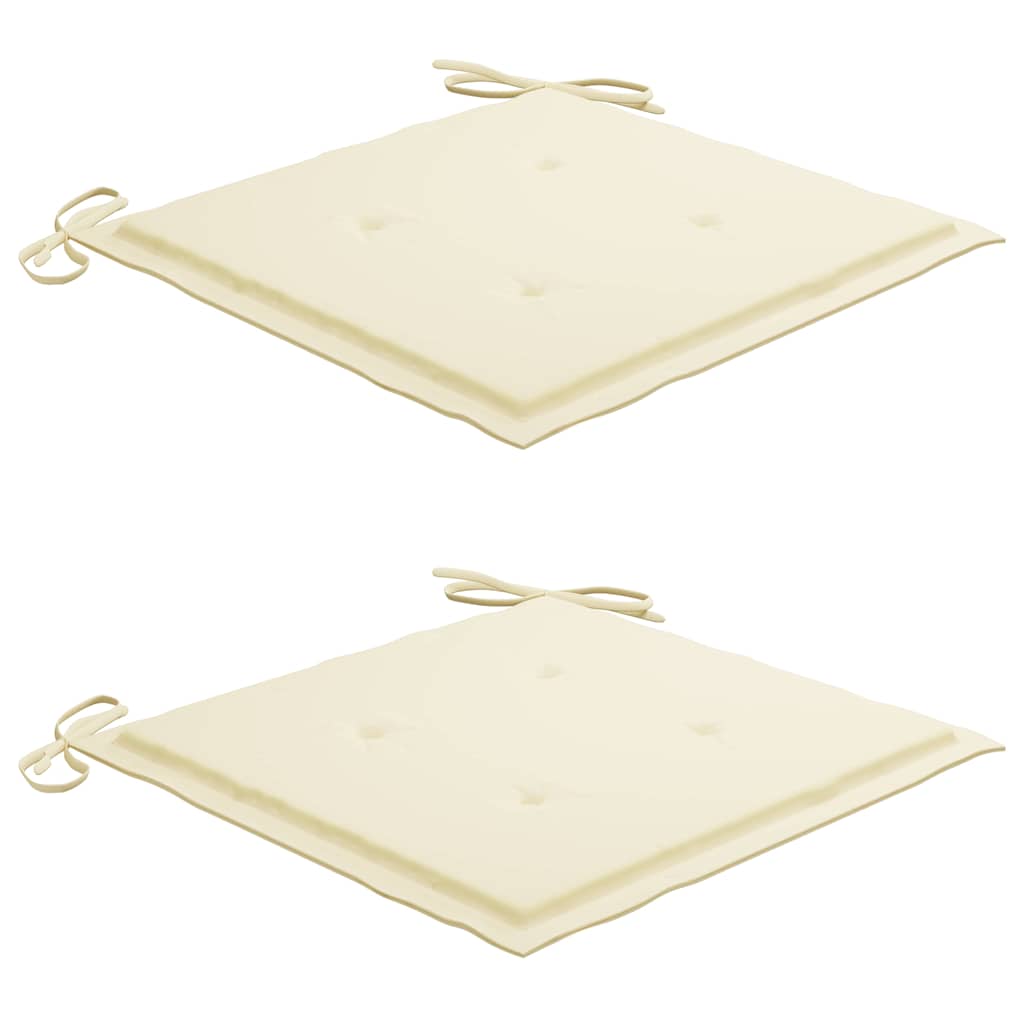 Sedie da Giardino 2 pz con Cuscini Crema Massello di Teak 3062210