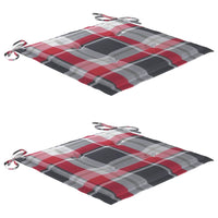 Sedie Giardino 2 pz con Cuscino Rosso a Quadri Massello di Teak 3062221