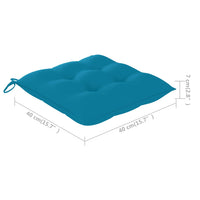 Sedie da Giardino 2 pz con Cuscini Azzurro in Massello di Teak 3062227