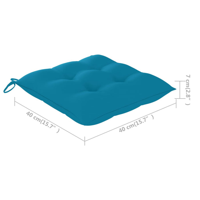 Sedie da Giardino 2 pz con Cuscini Azzurro in Massello di Teak 3062227