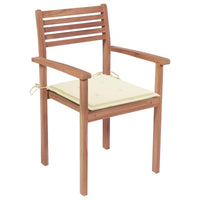 Sedie da Giardino 2 pz con Cuscini Crema Massello di Teak 3062264