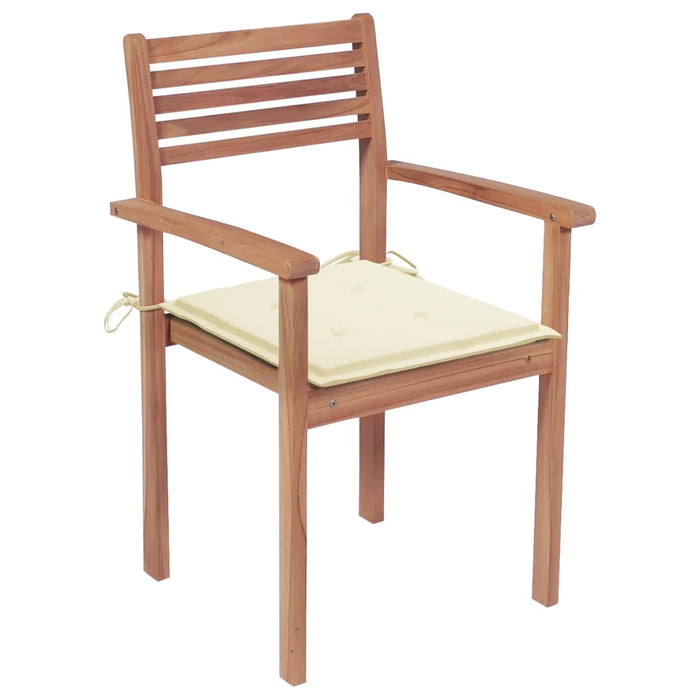 Sedie da Giardino 2 pz con Cuscini Crema Massello di Teak 3062264