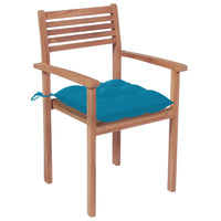 Sedie da Giardino 2 pz con Cuscini Azzurro in Massello di Teak 3062281