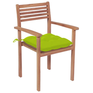Sedie da Giardino 2 pz Cuscini Verde Brillante Legno di Teak 3062288