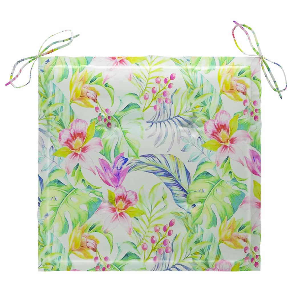 Sedie Giardino 4 pz e Cuscini Motivo a Foglie Massello di Teak 3062301