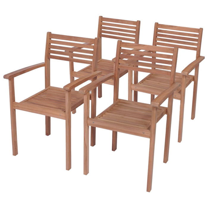 Sedie Giardino 4 pz con Cuscini Crema in Massello di Teak 3062306