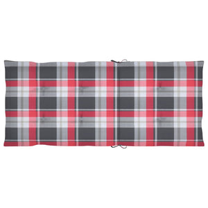 Sedie Giardino 2 pz con Cuscino Rosso a Quadri Massello di Teak 3062389