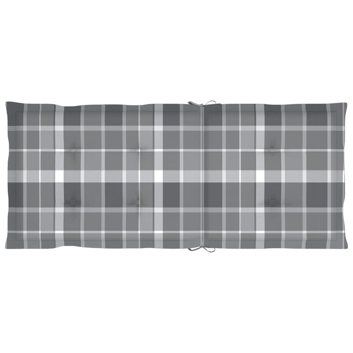 Sedie Giardino 2 pz con Cuscino Grigio a Quadri Teak Massello