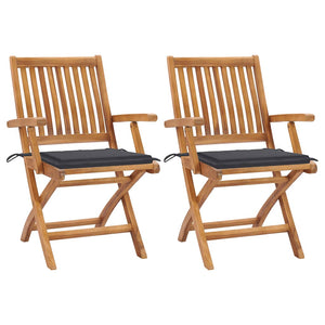 Sedie da Giardino 2 pz con Cuscini Antracite Massello di Teak cod mxl 73778