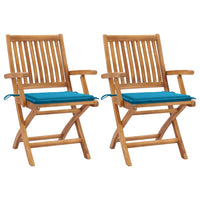 Sedie da Giardino 2 pz con Cuscini Blu in Massello di Teak cod mxl 74934