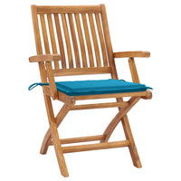 Sedie da Giardino 2 pz con Cuscini Blu in Massello di Teak 3062410