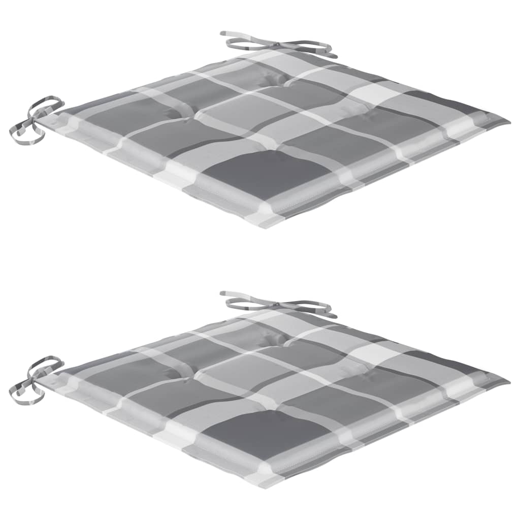 Sedie Giardino 2 pz con Cuscino Grigio a Quadri Massello di Teak cod mxl 73781