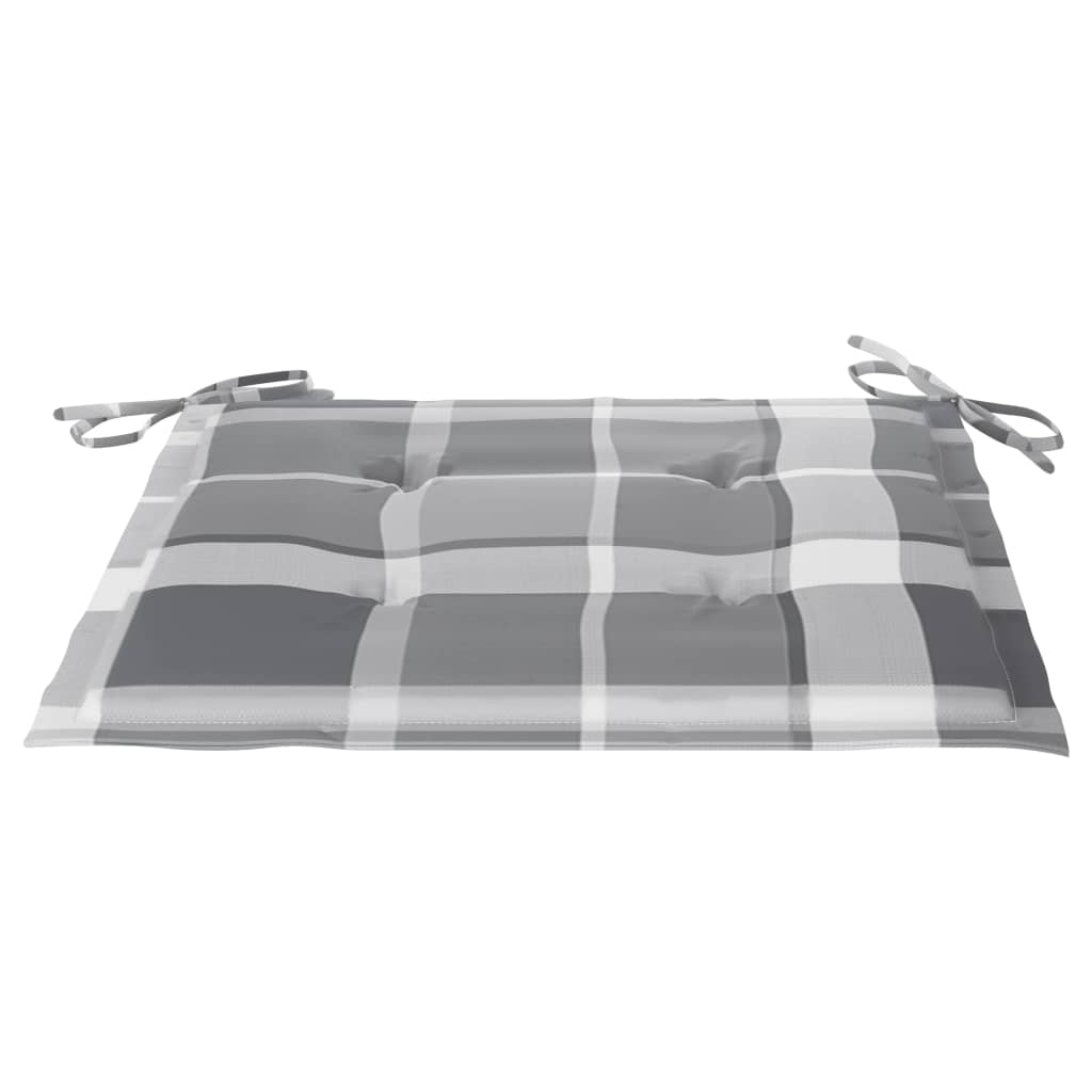 Sedie Giardino 2 pz con Cuscino Grigio a Quadri Massello di Teak cod mxl 73781