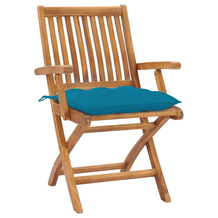 Sedie da Giardino 2 pz con Cuscini Azzurro in Massello di Teak 3062425