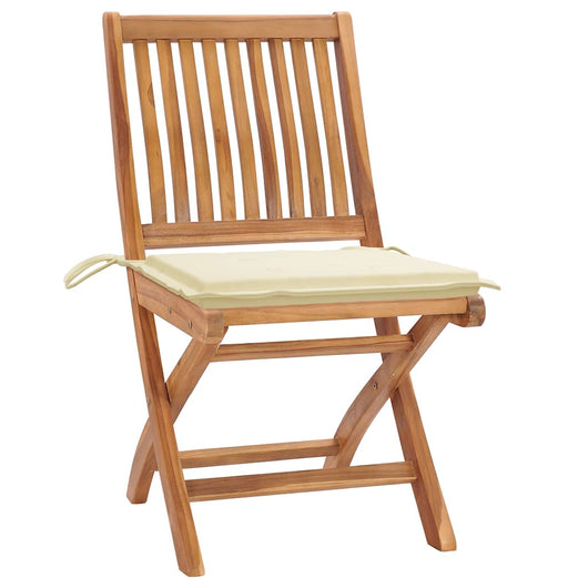 Sedie da Giardino 2 pz con Cuscini Crema in Massello di Teak 3062435