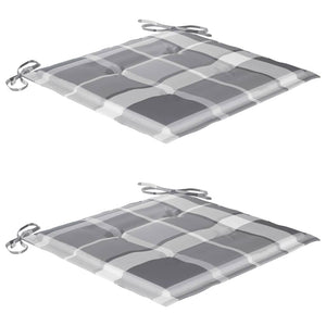 Sedie Giardino 2 pz con Cuscino Grigio a Quadri Massello di Teak cod mxl 73796