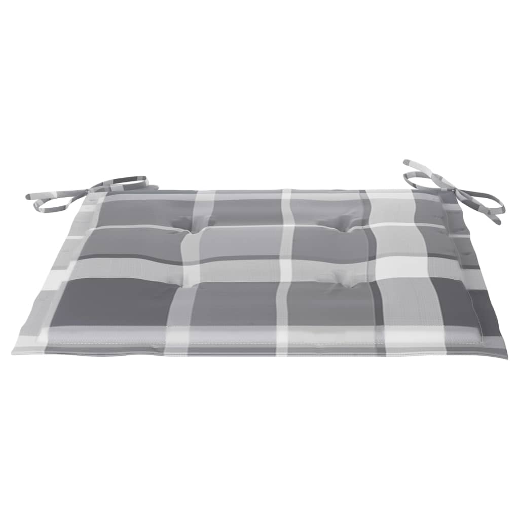 Sedie Giardino 2 pz con Cuscino Grigio a Quadri Massello di Teak cod mxl 73796