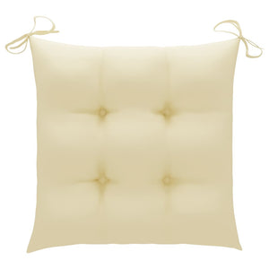 Sedie da Giardino 2 pz Cuscini Bianco Crema in Massello di Teak 3062450