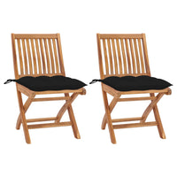 Sedie da Giardino 2 pz con Cuscini Neri in Massello di Teak cod mxl 73799