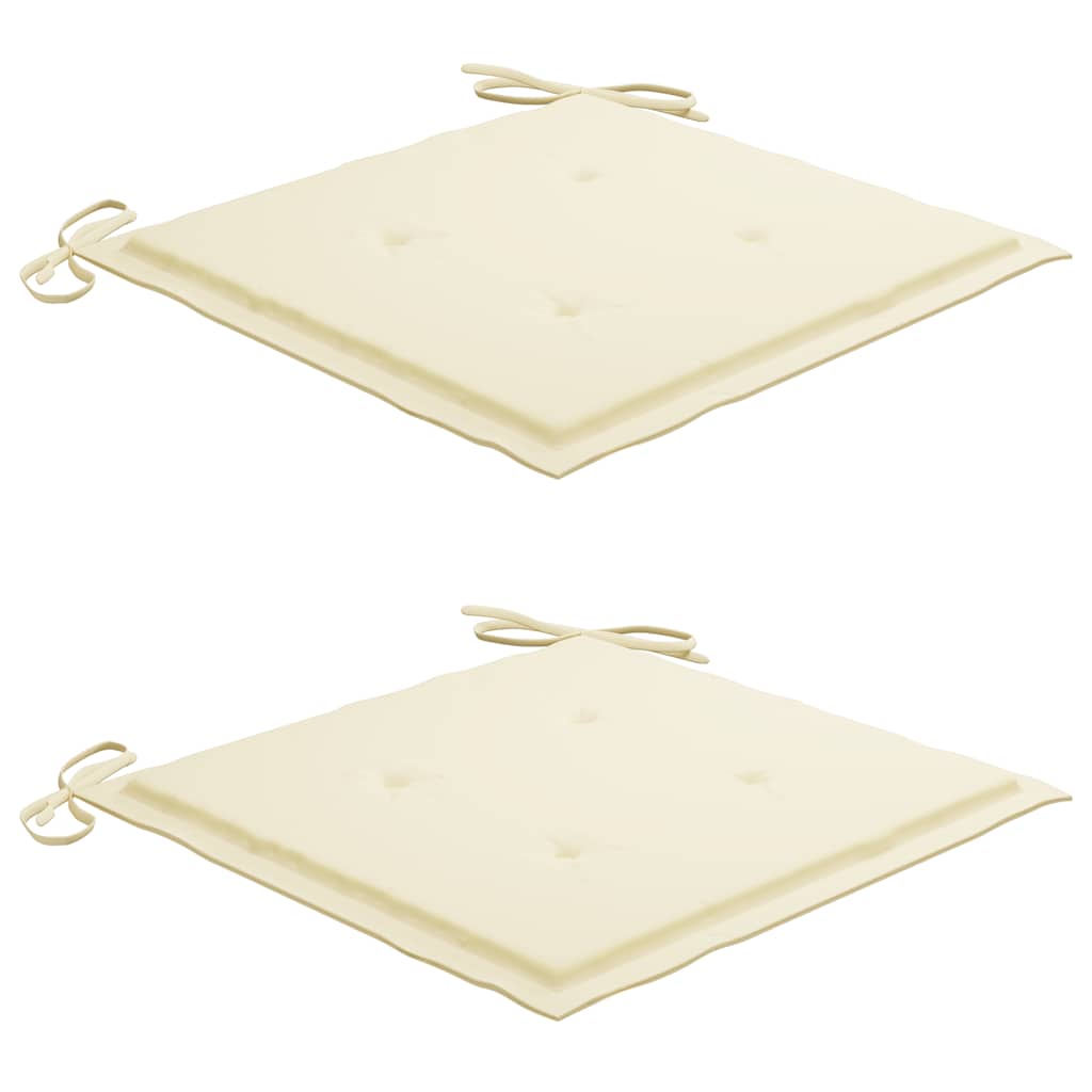 Sedie da Giardino con Cuscini Crema 2 pz in Massello di Teak 3062462