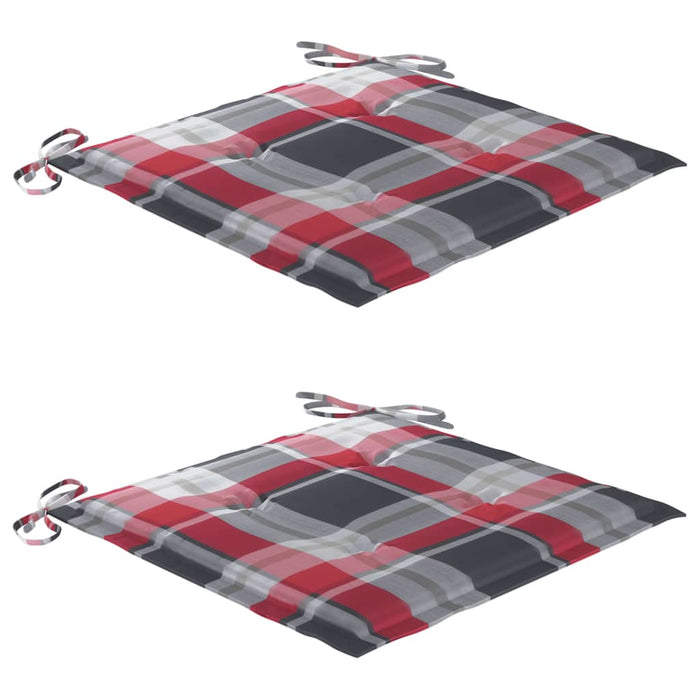 Sedie Giardino 2 pz con Cuscino Rosso a Quadri Massello di Teak 3062473