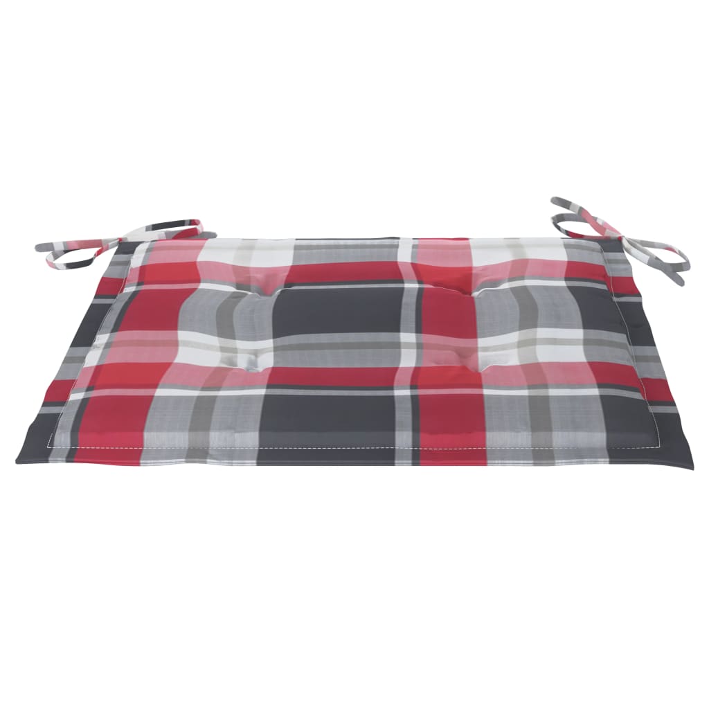 Sedie Giardino 2 pz con Cuscino Rosso a Quadri Massello di Teak 3062473