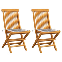 Sedie Giardino 2 pz con Cuscino Grigio a Quadri Massello di Teak cod mxl 7154