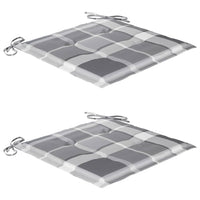Sedie Giardino 2 pz con Cuscino Grigio a Quadri Massello di Teak cod mxl 7154