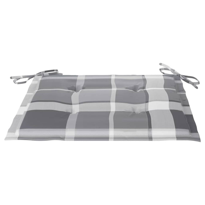 Sedie Giardino 2 pz con Cuscino Grigio a Quadri Massello di Teak cod mxl 7154