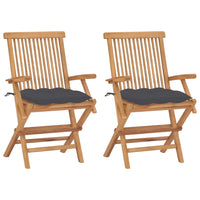Sedie da Giardino 2 pz con Cuscini Antracite Massello di Teak