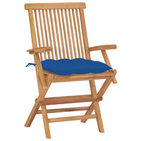 Sedie da Giardino 2 pz con Cuscini Blu Legno Massello di Teak 3062512