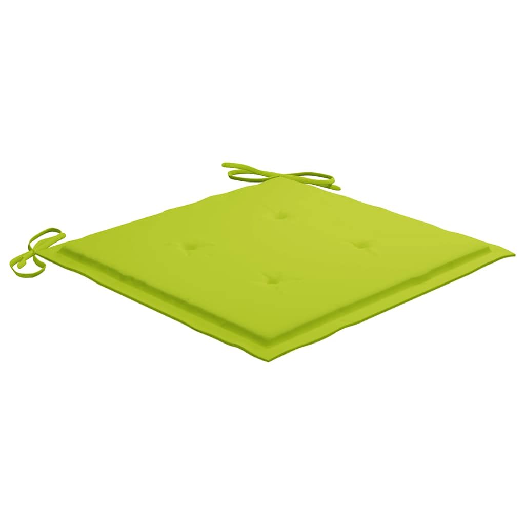 Sedie Giardino con Cuscini Verde Chiaro 3pz Legno Massello Teak