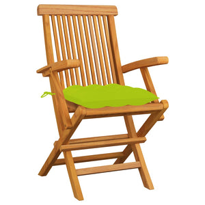Sedie Giardino con Cuscini Verde Chiaro 3pz Legno Massello Teak 3062540