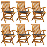 Sedie da Giardino con Cuscini Antracite 6 pz Massello di Teak cod mxl 7182