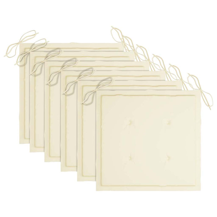 Sedie da Giardino con Cuscini Crema 6 pz in Massello di Teak cod mxl 7183